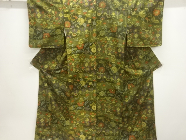JAPANESE KIMONO / TSUMUGI / FLORAL PLANTS